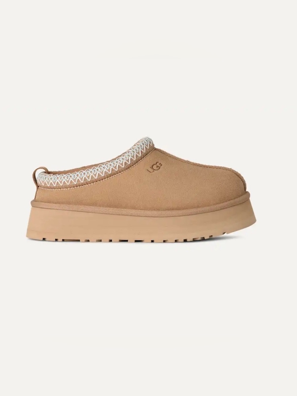 UGG Women’s Tazz Suede Slip-On Platform Clog in Sand Color
